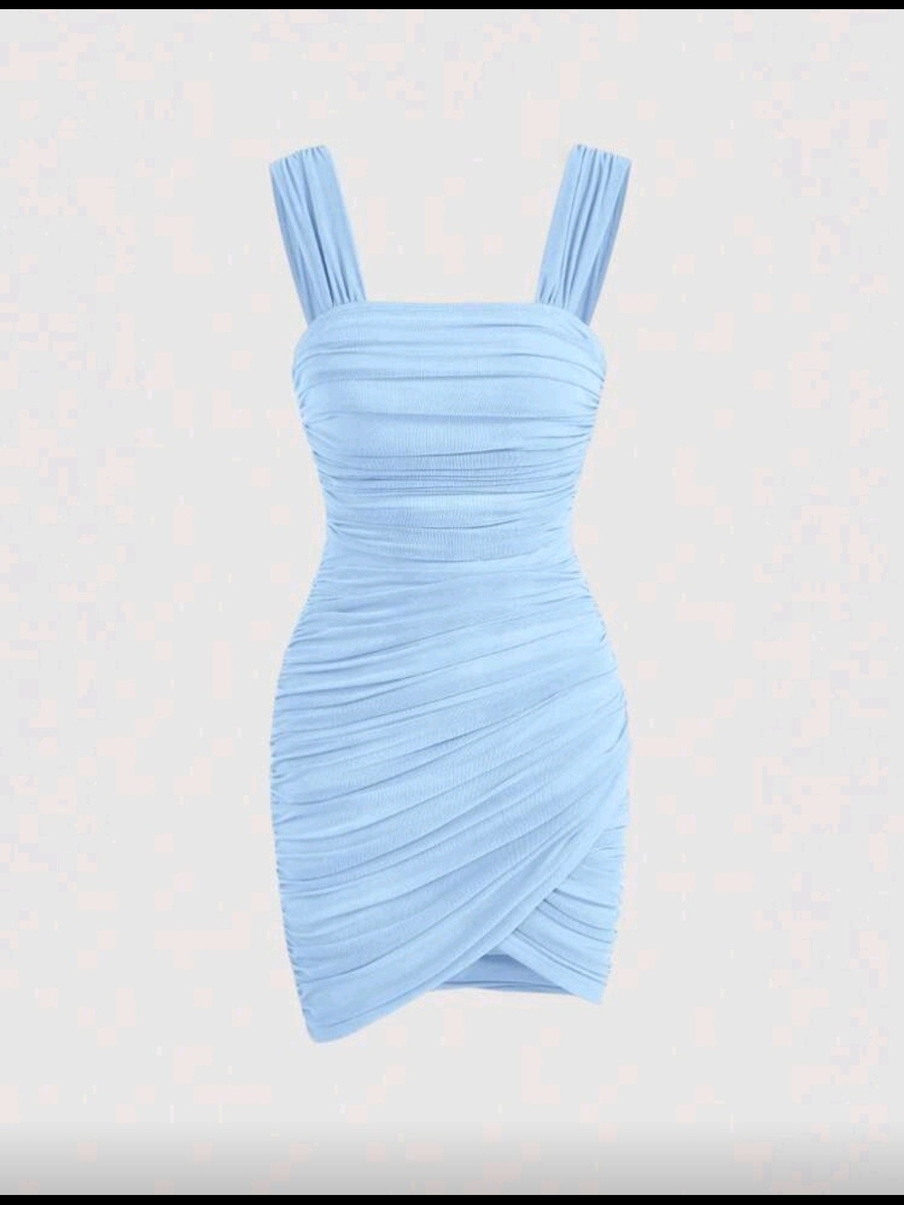 Sleeveless Ruched Bodycon Dress in Light Blue